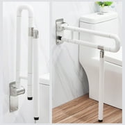 Fogcroll Handicap Grab Bars Foldable Toilet Grab Foldable Toilet Grab Bar with Particle Texture,Flip-Up Toilet Safety Rail with Legs for Elderly Pregnant Women Disabled 24.4 Inch